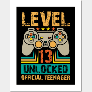 13th Birthday Gift Boys Level 13 Unlocked Official Teenager Posters and Art